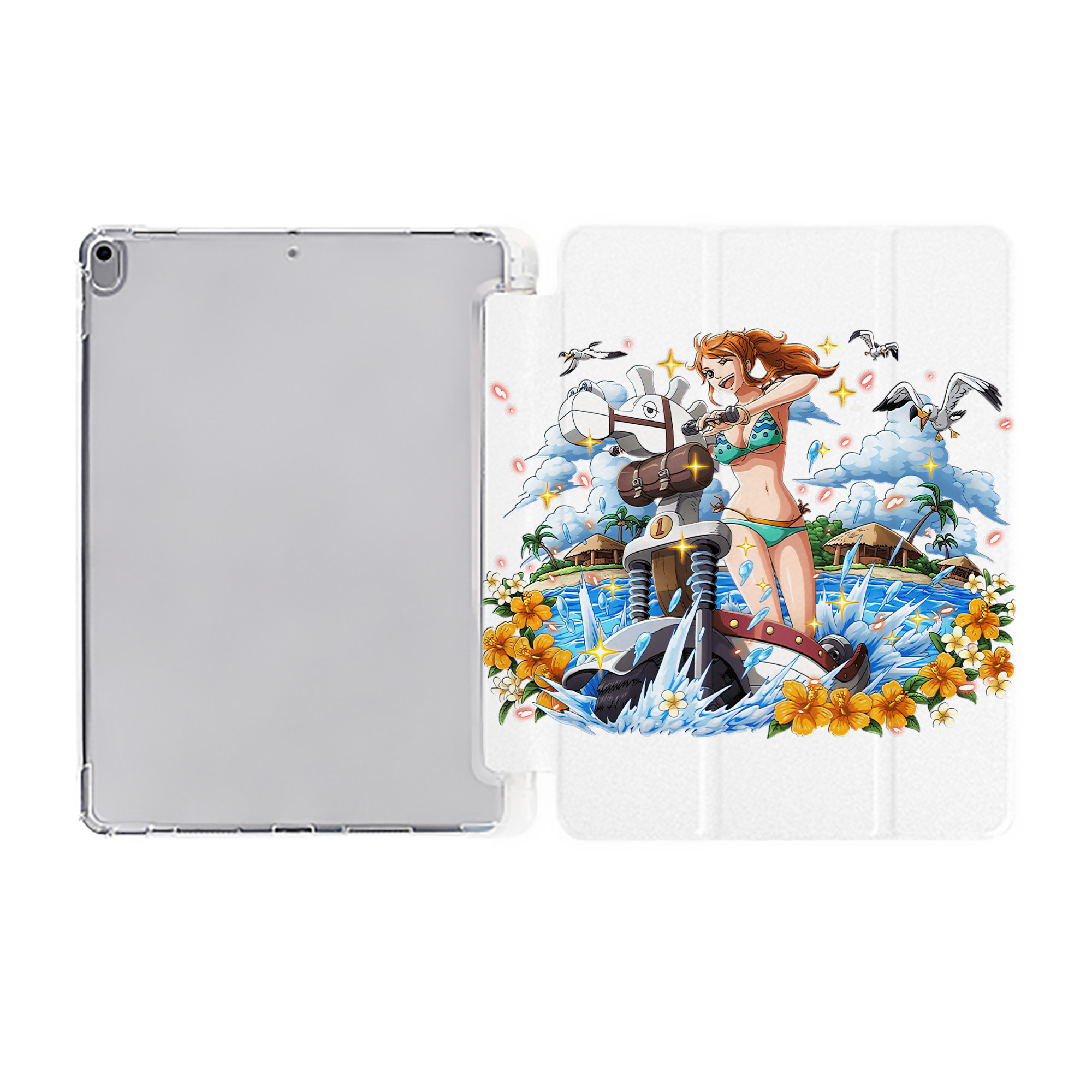 （画像用） ワンピース ナミ ONE PIECE Nami IPad ケース ペン収納付き 三つ折りスタンド PUレザー×シリコン 対応機種9.5/10.5/10.9インチ